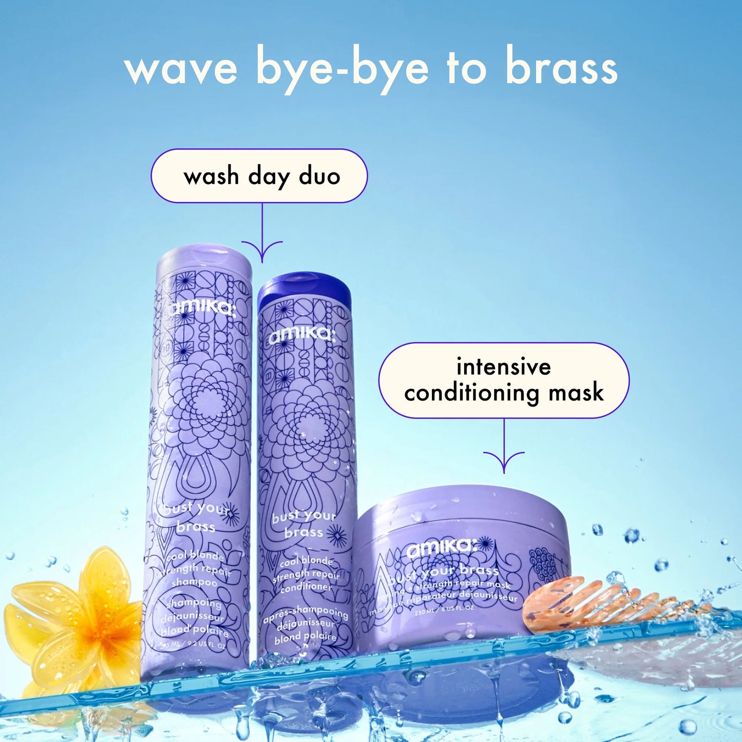 Amika Bust Your Brass Toning + Strength Repair Mask – Brighten & Strengthen Blonde Hair
