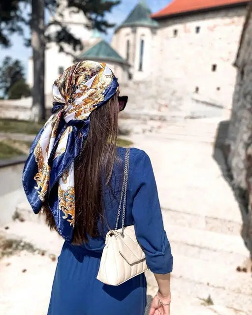 Luxury Designer-Style Silk Scarf | Satin Headscarf & Bandana