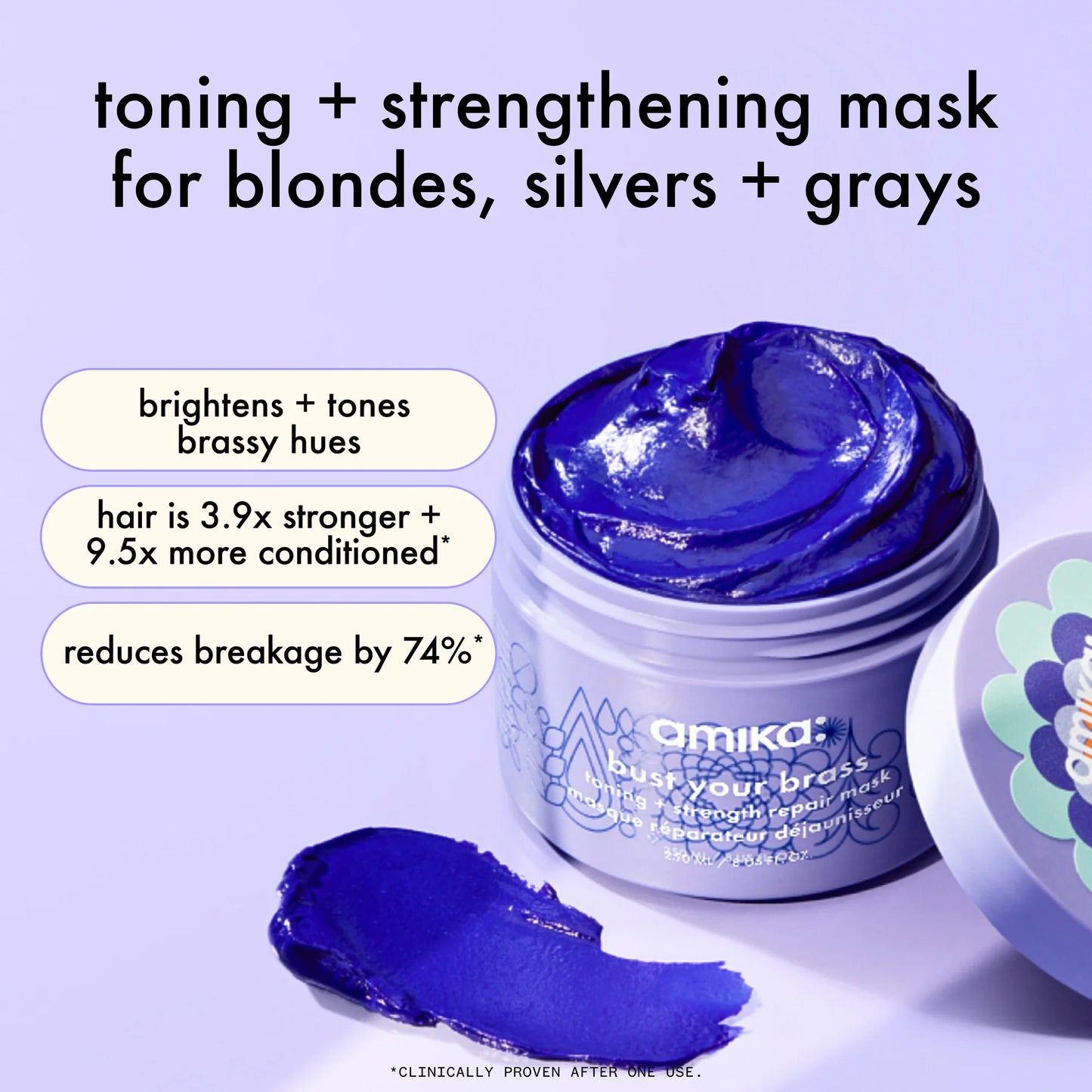 Amika Bust Your Brass Toning + Strength Repair Mask – Brighten & Strengthen Blonde Hair