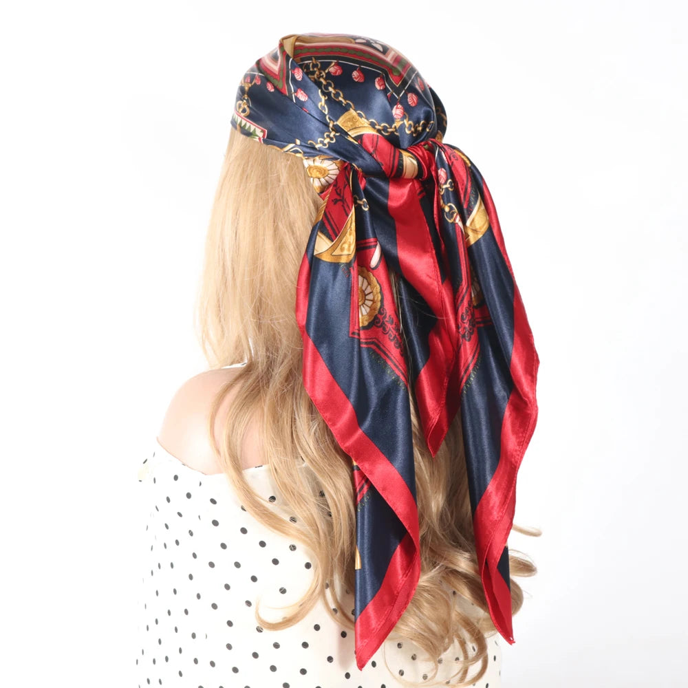 Luxury Designer-Style Silk Scarf | Satin Headscarf & Bandana