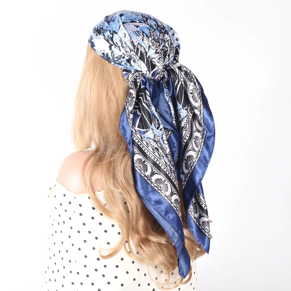 Luxury Designer-Style Silk Scarf | Satin Headscarf & Bandana