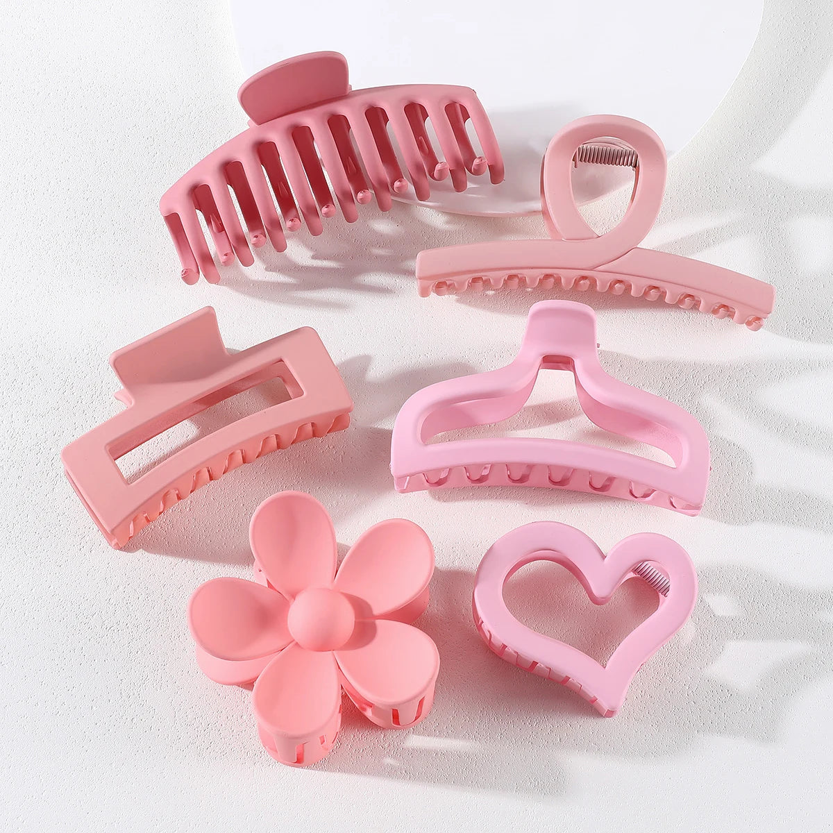 6-Piece Fashion Hair Claw Clip Set – Large Shark Clips for Women & Girls