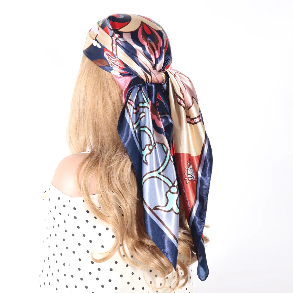 Luxury Designer-Style Silk Scarf | Satin Headscarf & Bandana