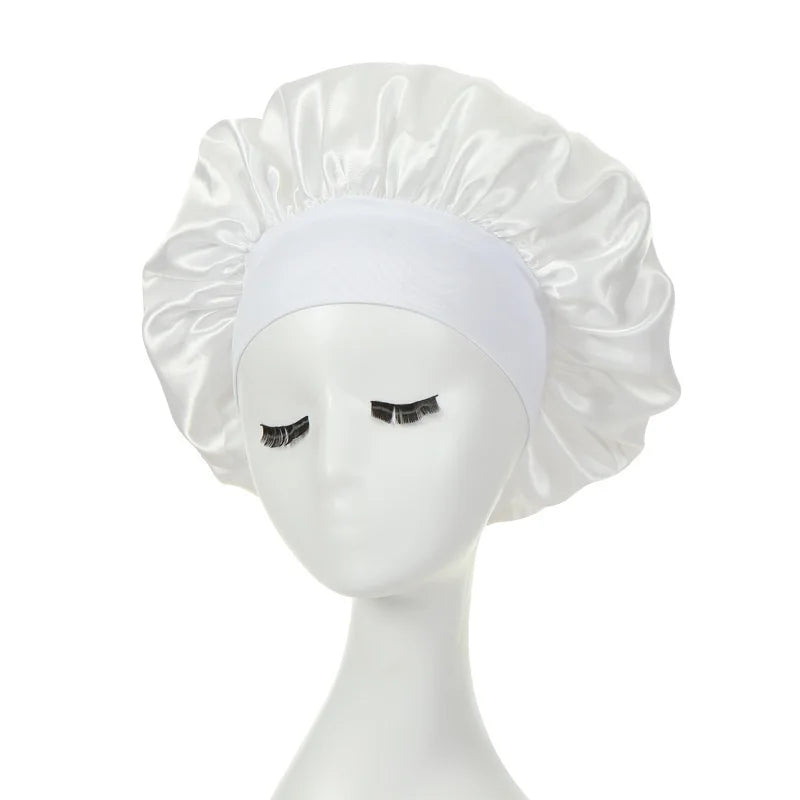 Silky Satin Night Hair Cap for Curly Hair - Adjustable Double Layer Sleep Bonnet