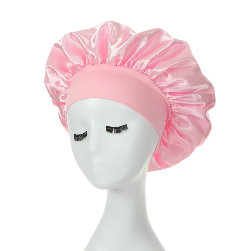 Silky Satin Night Hair Cap for Curly Hair - Adjustable Double Layer Sleep Bonnet