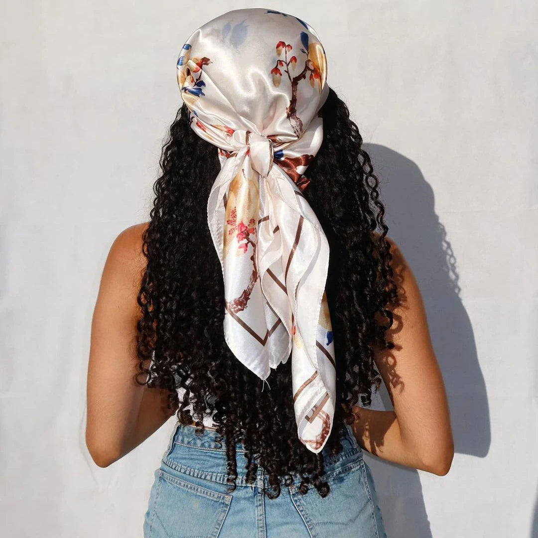 Luxury Designer-Style Silk Scarf | Satin Headscarf & Bandana