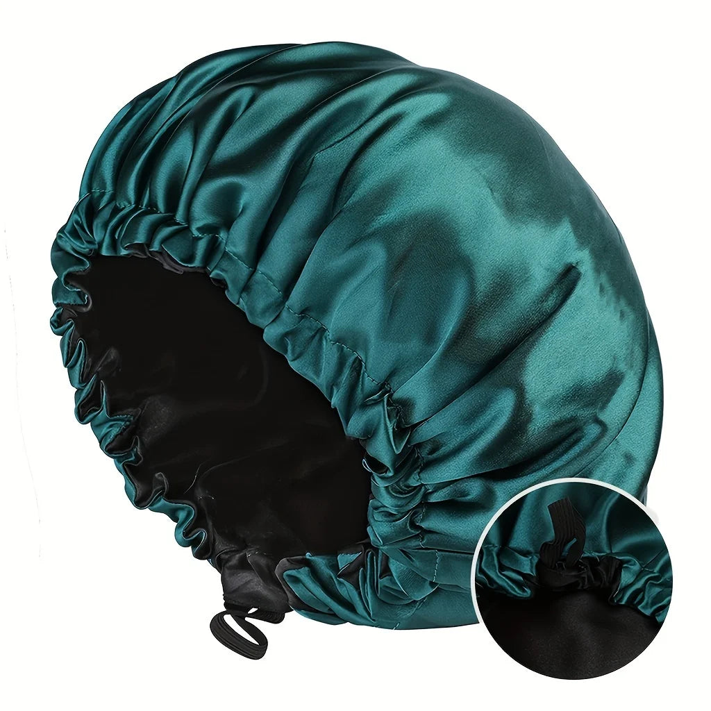 Women’s Soft Silk Double-Layered Adjustable Bonnet for Comfortable Sleep