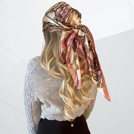 Luxury Designer-Style Silk Scarf | Satin Headscarf & Bandana