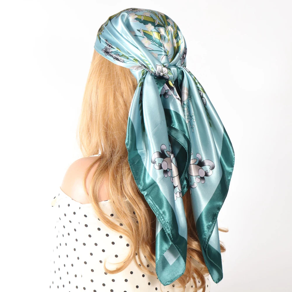 Luxury Designer-Style Silk Scarf | Satin Headscarf & Bandana