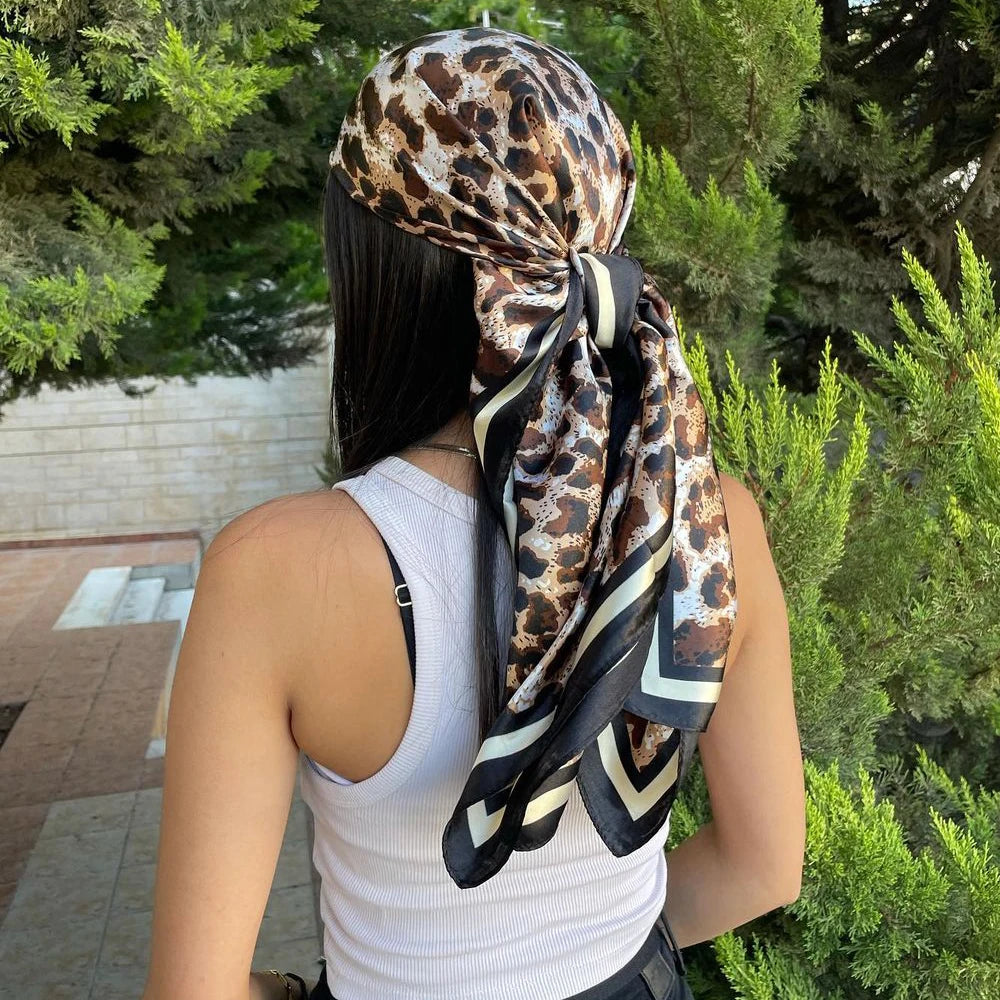 Luxury Designer-Style Silk Scarf | Satin Headscarf & Bandana