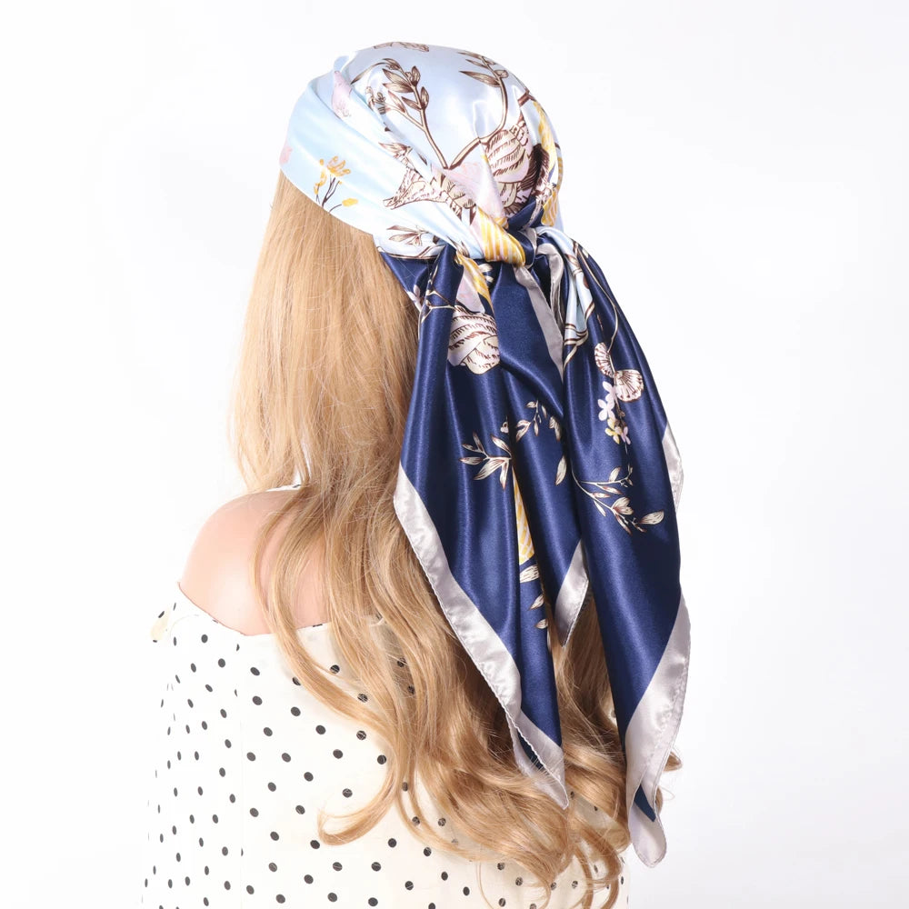 Luxury Designer-Style Silk Scarf | Satin Headscarf & Bandana