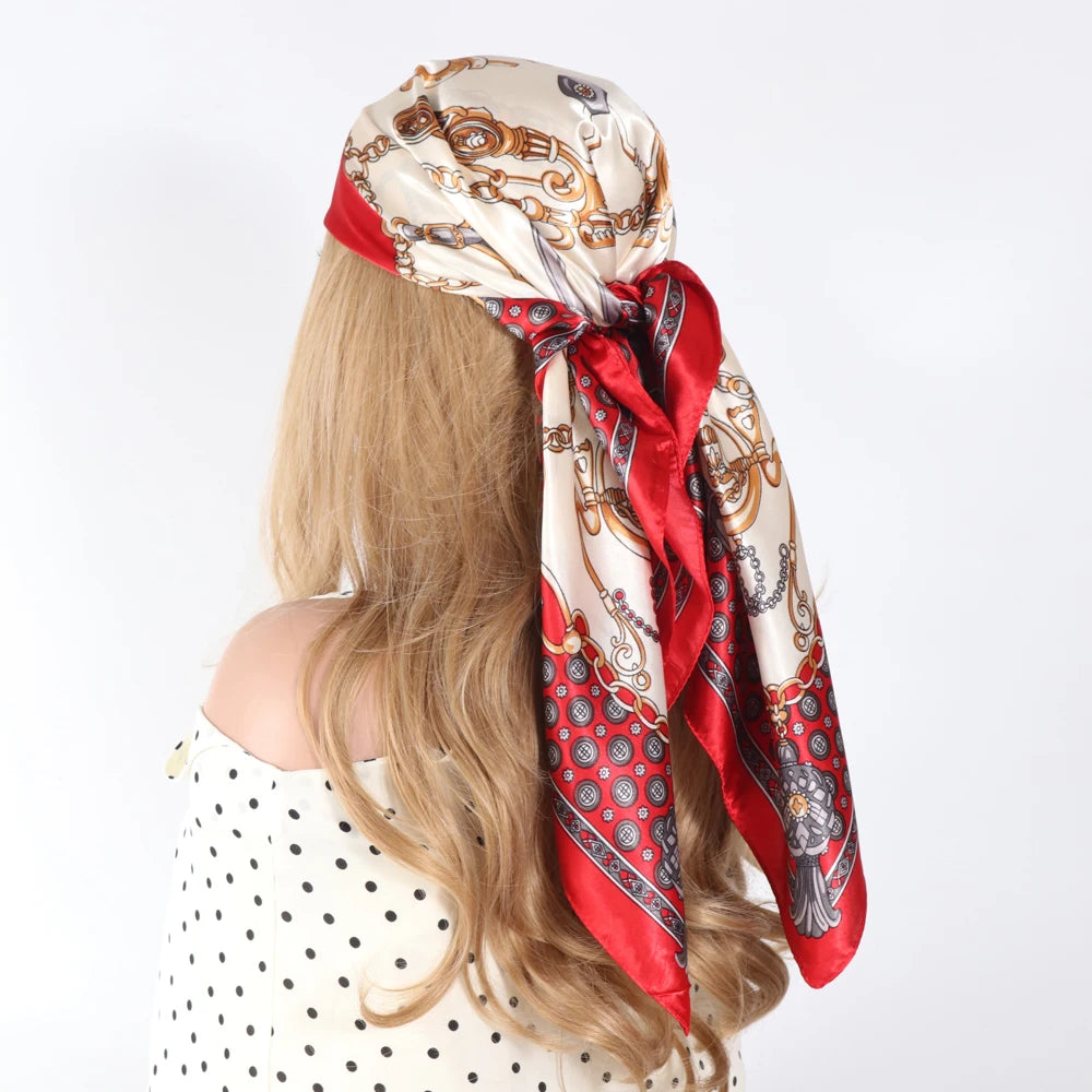 Luxury Designer-Style Silk Scarf | Satin Headscarf & Bandana