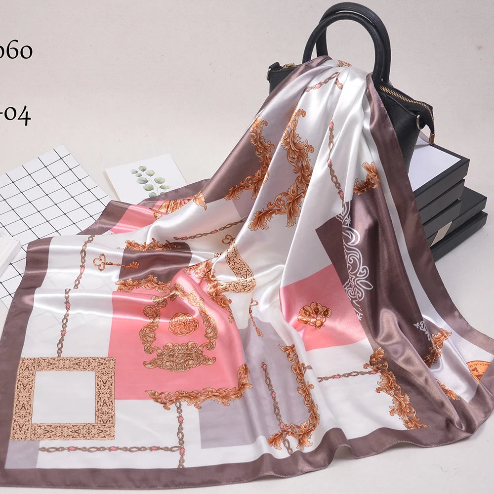 Luxury Designer-Style Silk Scarf | Satin Headscarf & Bandana