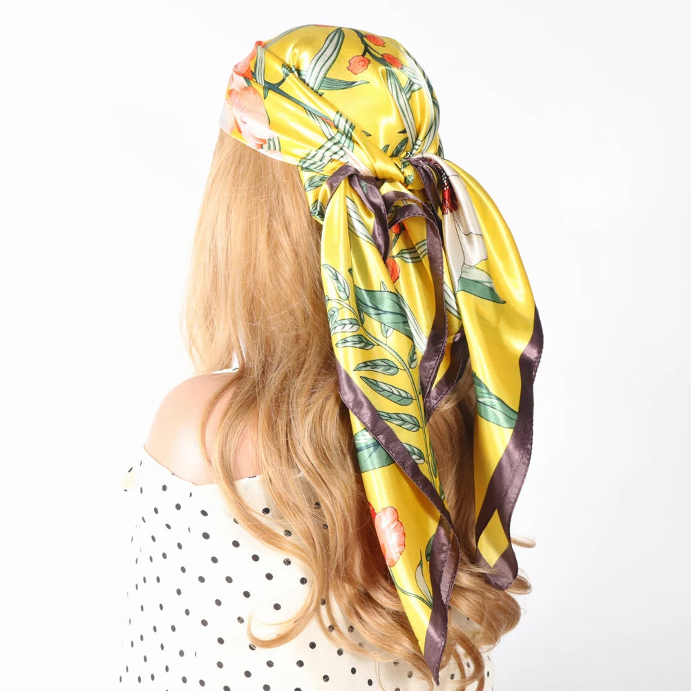 Luxury Designer-Style Silk Scarf | Satin Headscarf & Bandana