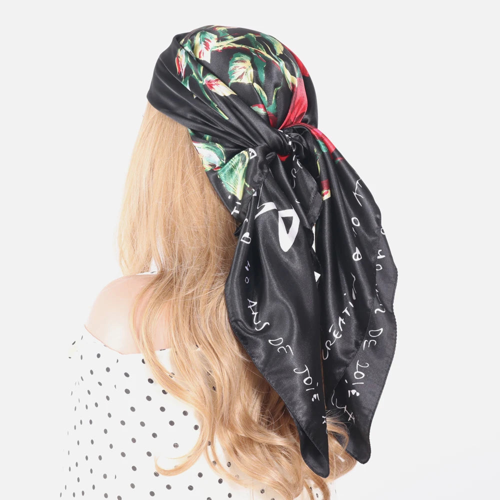 Luxury Designer-Style Silk Scarf | Satin Headscarf & Bandana