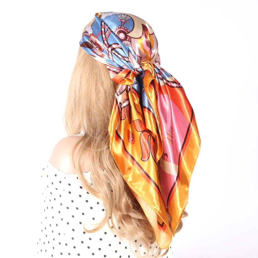 Luxury Designer-Style Silk Scarf | Satin Headscarf & Bandana