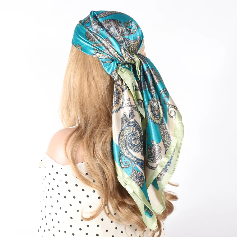 Luxury Designer-Style Silk Scarf | Satin Headscarf & Bandana