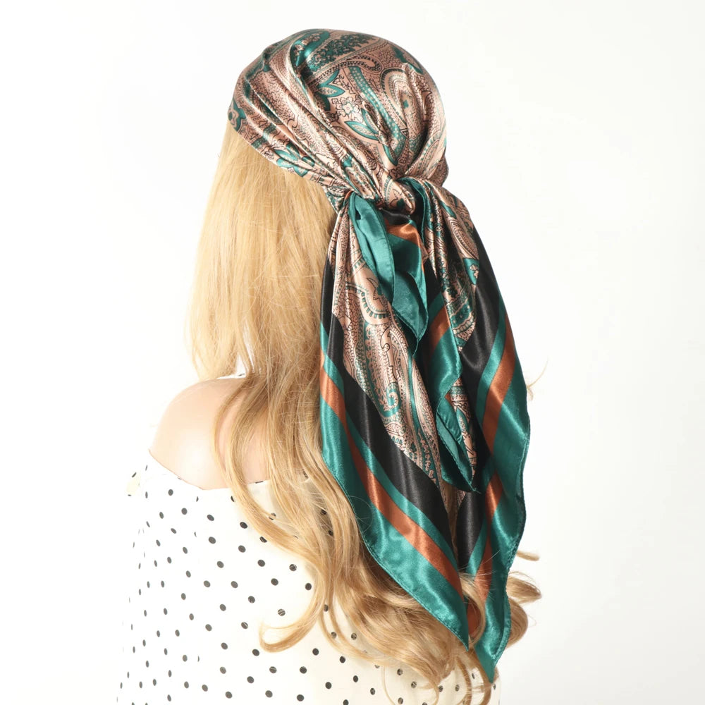 Luxury Designer-Style Silk Scarf | Satin Headscarf & Bandana