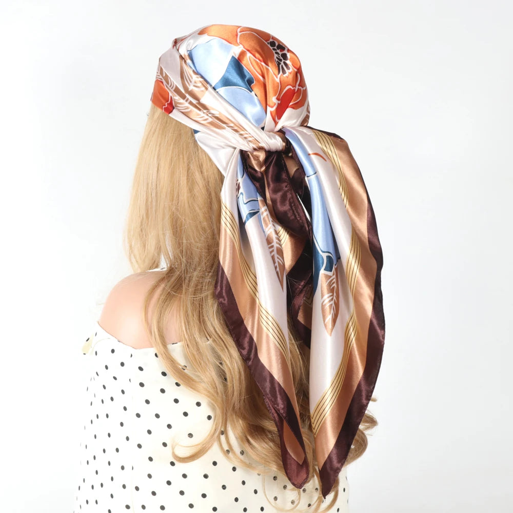 Luxury Designer-Style Silk Scarf | Satin Headscarf & Bandana