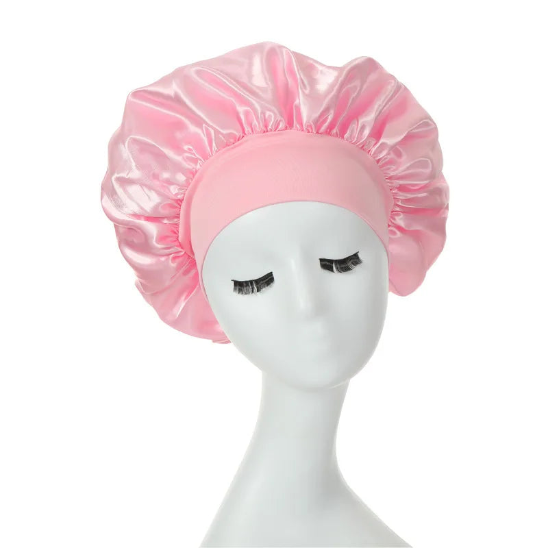 Silky Satin Night Hair Cap for Curly Hair - Adjustable Double Layer Sleep Bonnet