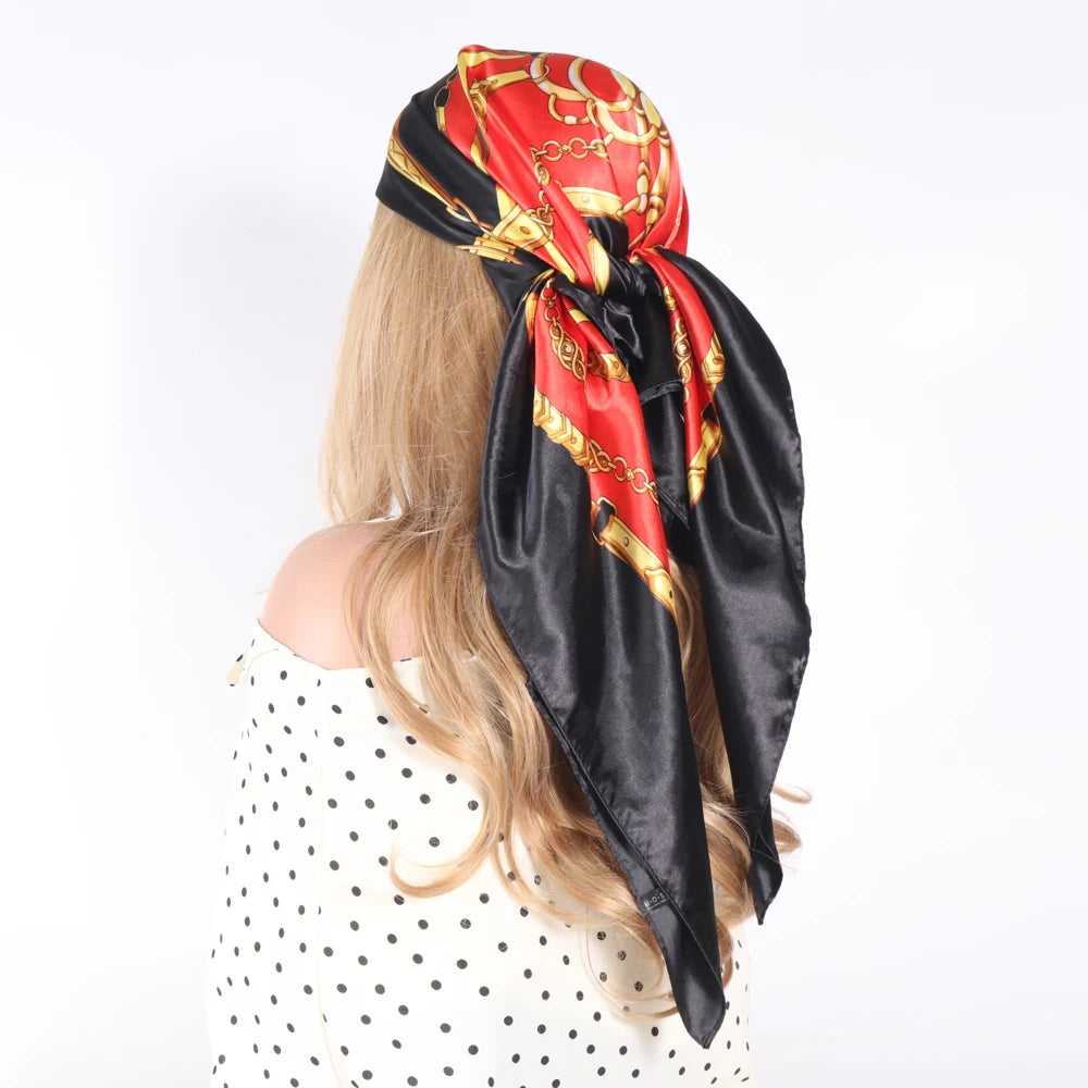 Luxury Designer-Style Silk Scarf | Satin Headscarf & Bandana