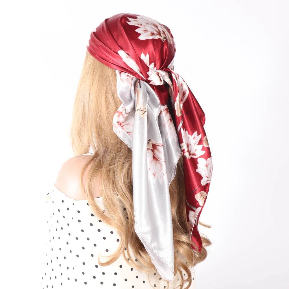 Luxury Designer-Style Silk Scarf | Satin Headscarf & Bandana