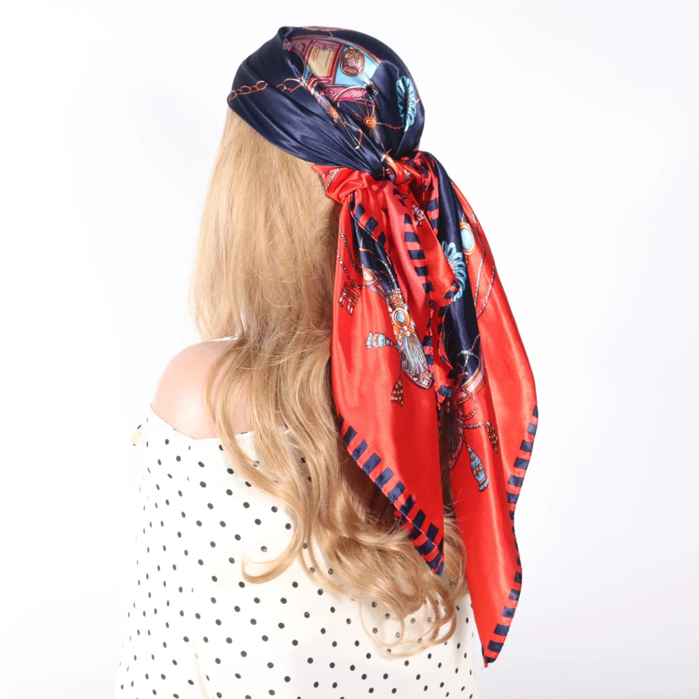 Luxury Designer-Style Silk Scarf | Satin Headscarf & Bandana