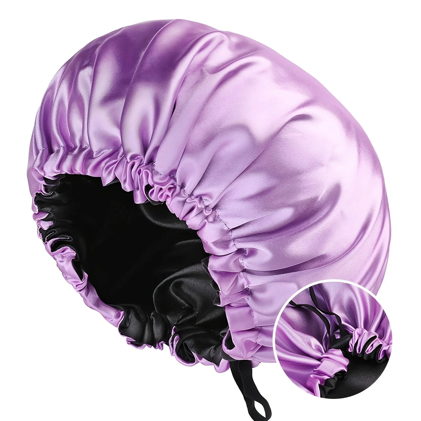 Women’s Soft Silk Double-Layered Adjustable Bonnet for Comfortable Sleep