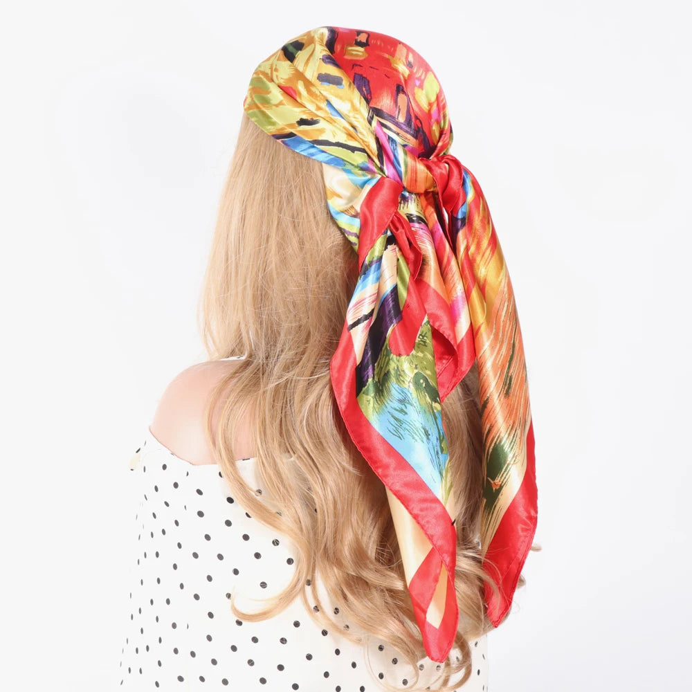 Luxury Designer-Style Silk Scarf | Satin Headscarf & Bandana