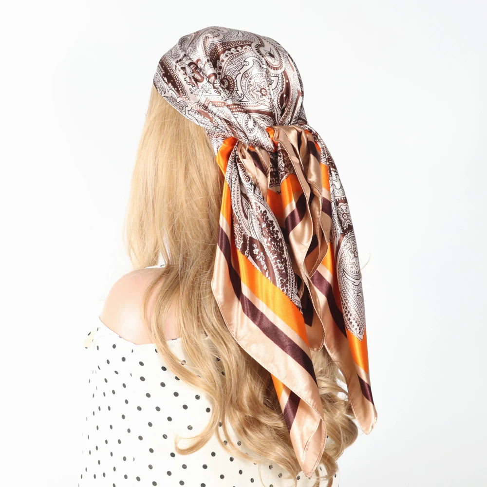 Luxury Designer-Style Silk Scarf | Satin Headscarf & Bandana