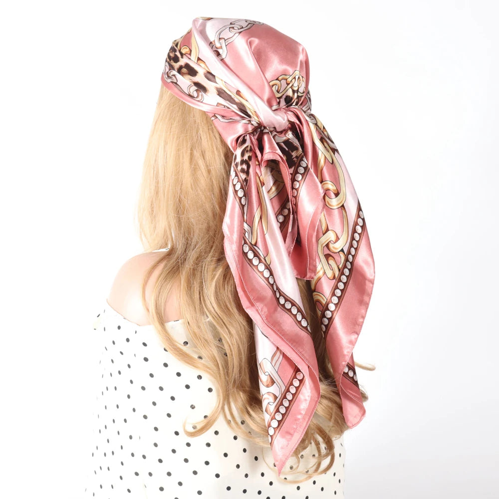 Luxury Designer-Style Silk Scarf | Satin Headscarf & Bandana