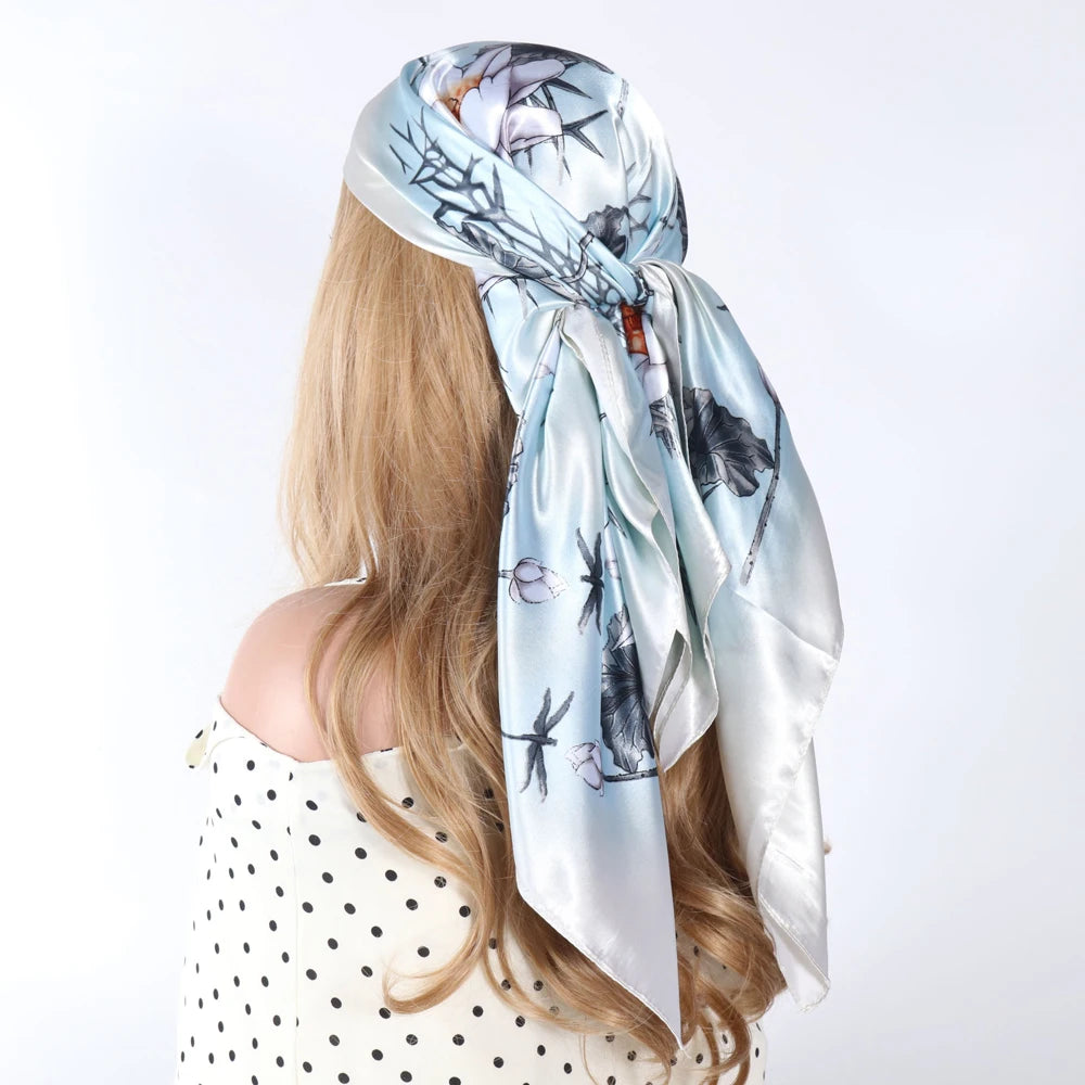 Luxury Designer-Style Silk Scarf | Satin Headscarf & Bandana