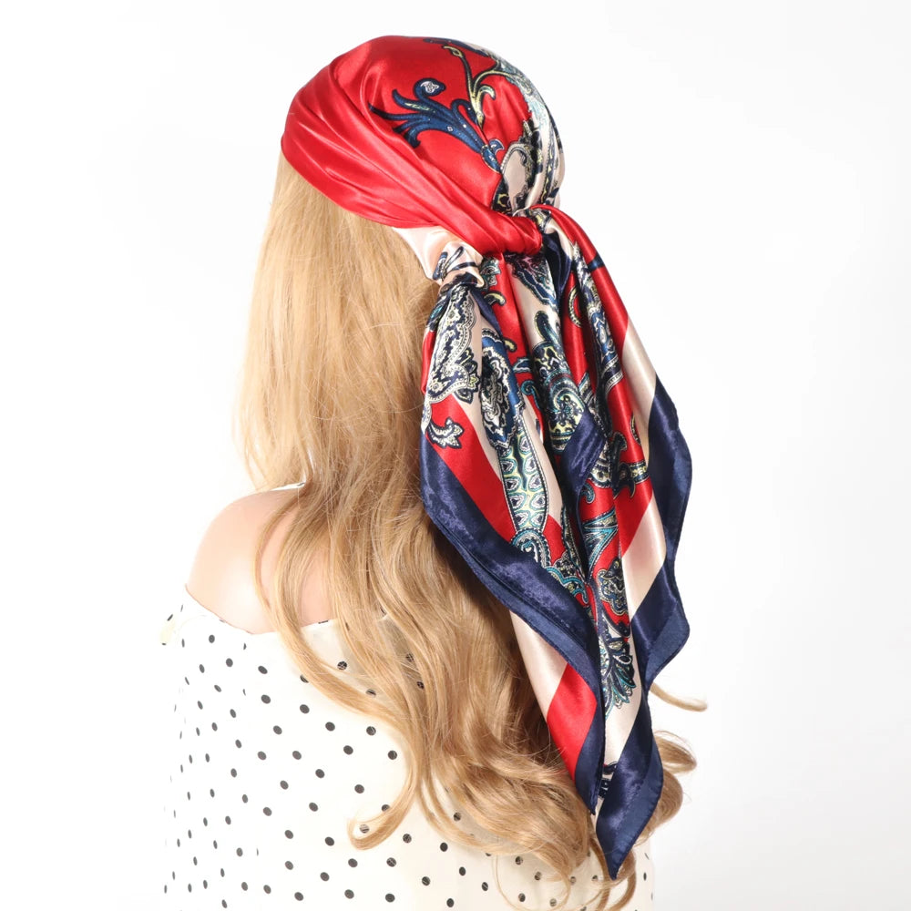 Luxury Designer-Style Silk Scarf | Satin Headscarf & Bandana