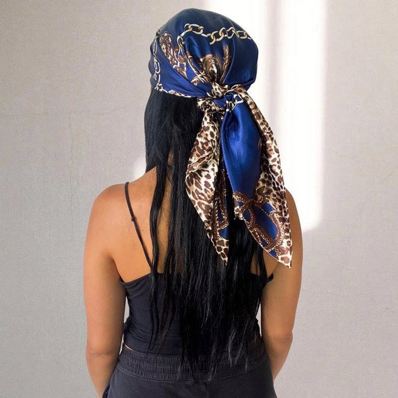 Luxury Designer-Style Silk Scarf | Satin Headscarf & Bandana