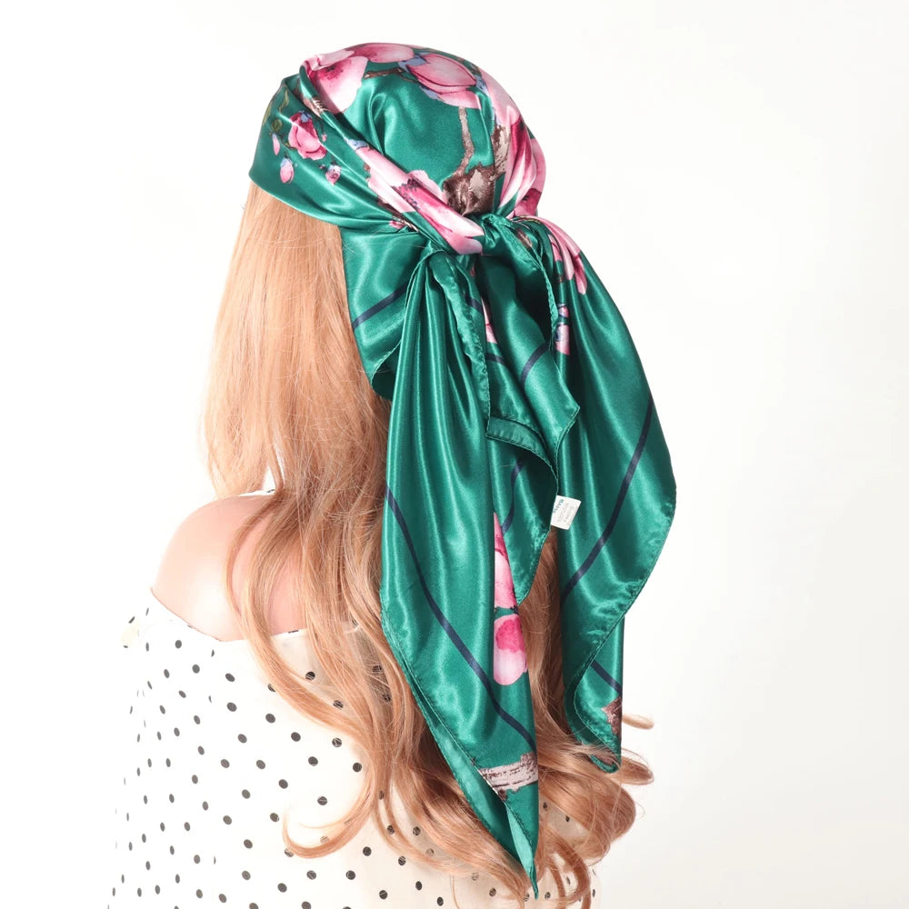 Luxury Designer-Style Silk Scarf | Satin Headscarf & Bandana