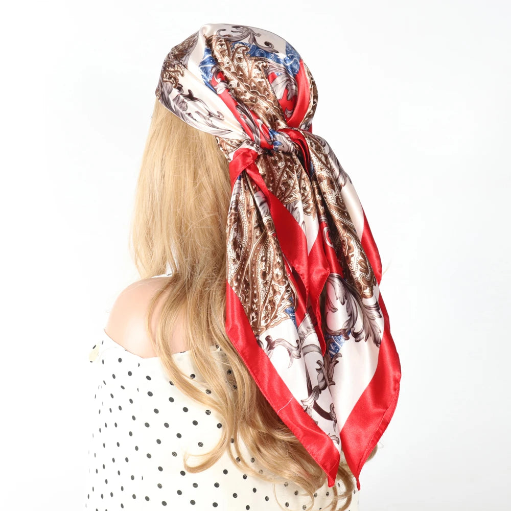 Luxury Designer-Style Silk Scarf | Satin Headscarf & Bandana