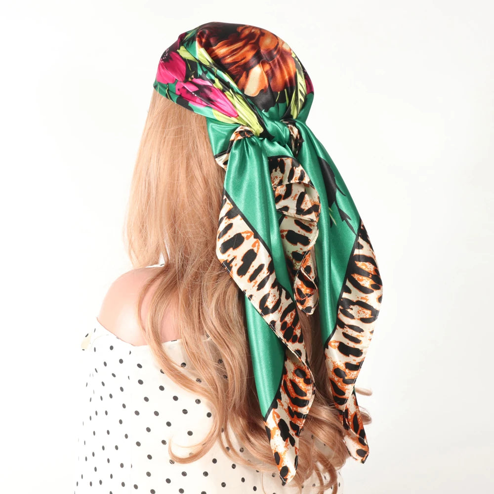 Luxury Designer-Style Silk Scarf | Satin Headscarf & Bandana