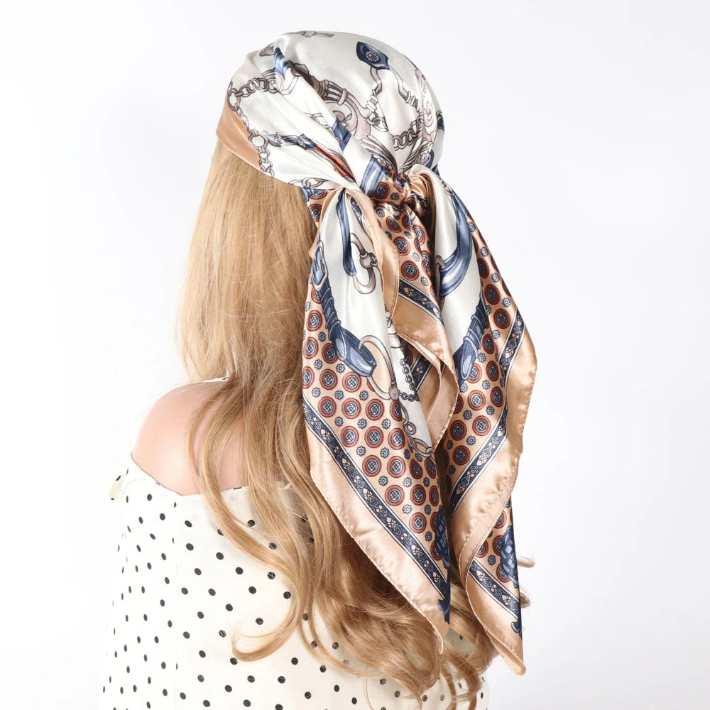 Luxury Designer-Style Silk Scarf | Satin Headscarf & Bandana