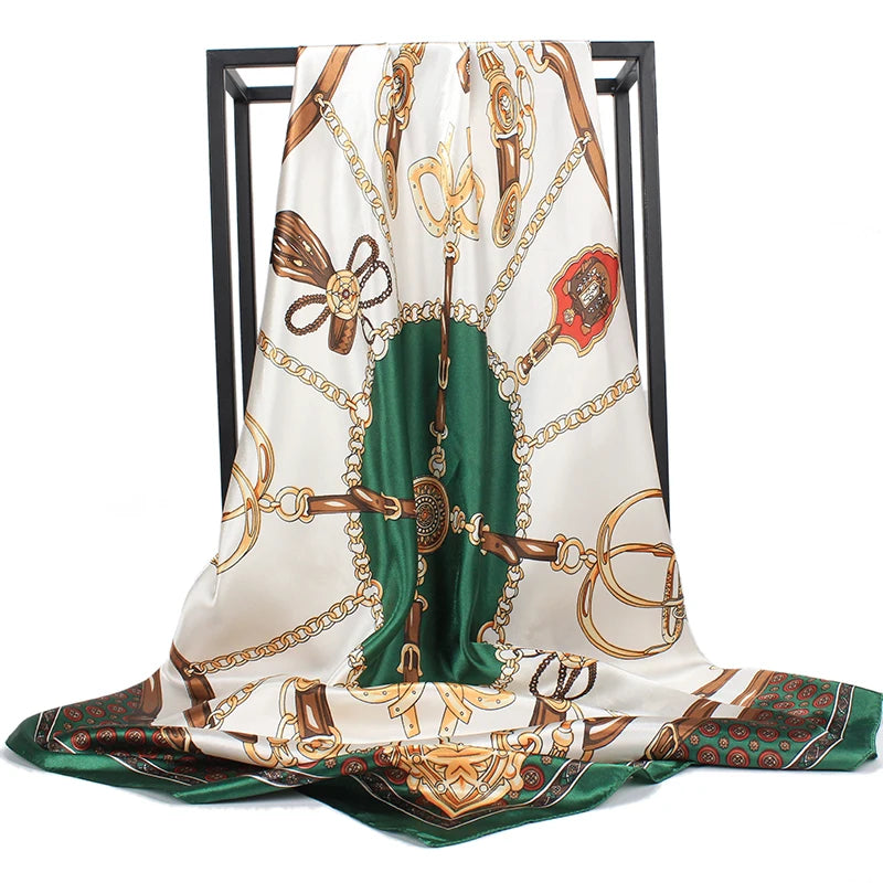 Luxury Designer-Style Silk Scarf | Satin Headscarf & Bandana