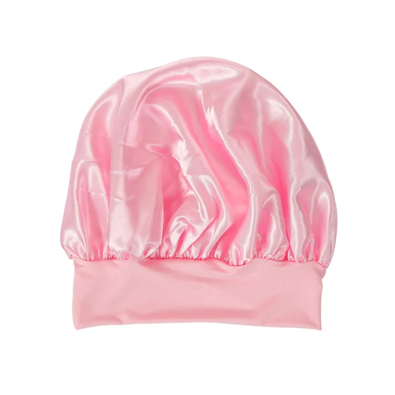 Silky Satin Night Hair Cap for Curly Hair - Adjustable Double Layer Sleep Bonnet