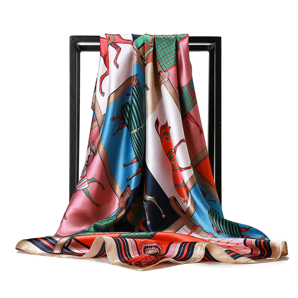 Luxury Designer-Style Silk Scarf | Satin Headscarf & Bandana