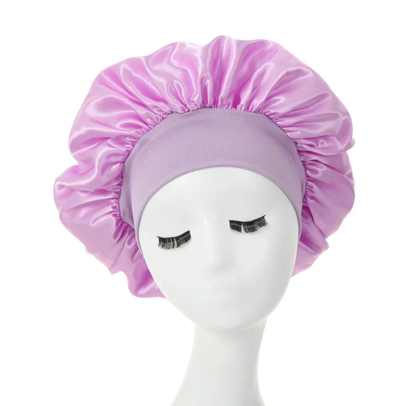 Silky Satin Night Hair Cap for Curly Hair - Adjustable Double Layer Sleep Bonnet