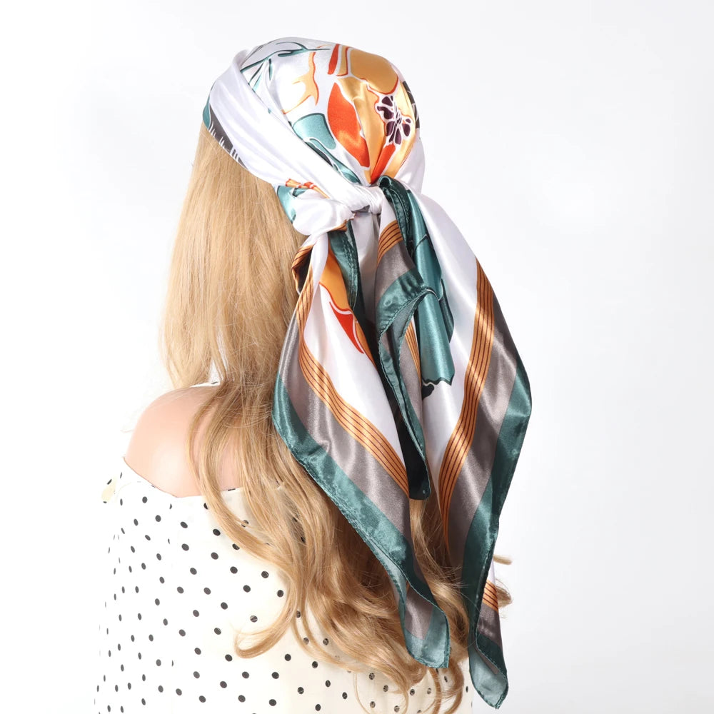 Luxury Designer-Style Silk Scarf | Satin Headscarf & Bandana