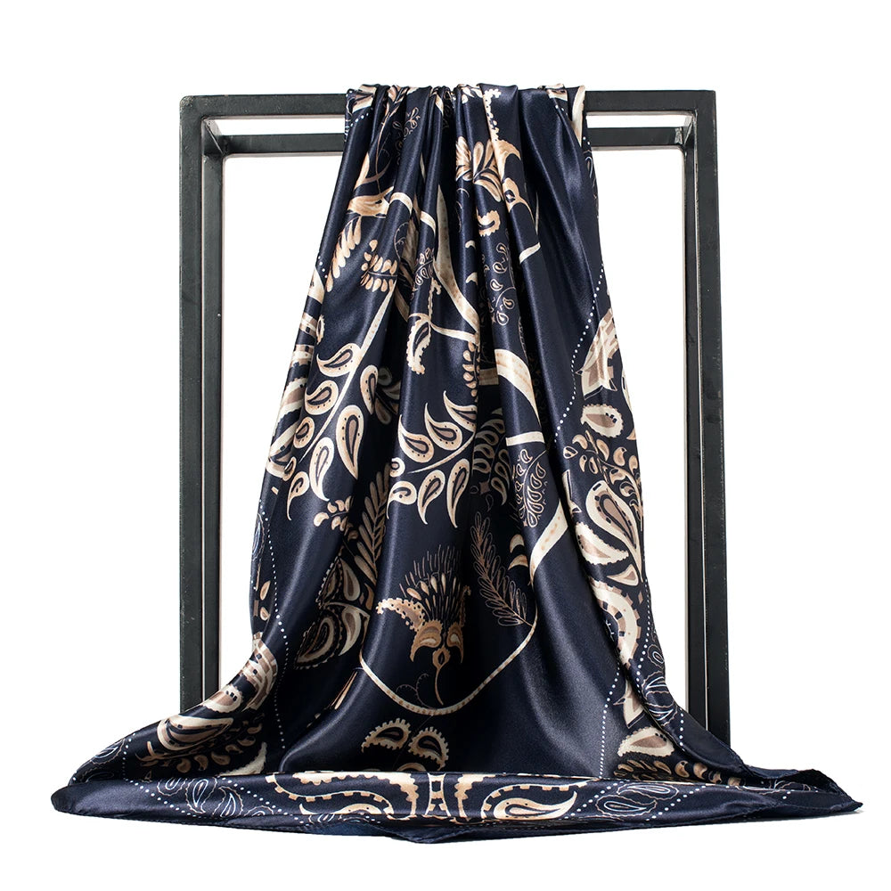 Luxury Designer-Style Silk Scarf | Satin Headscarf & Bandana