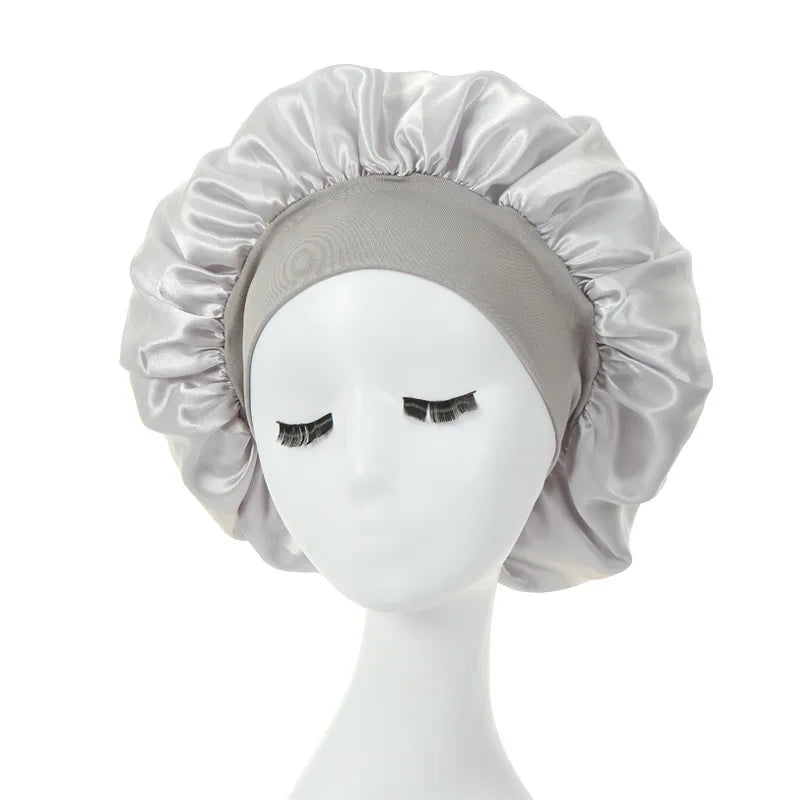 Silky Satin Night Hair Cap for Curly Hair - Adjustable Double Layer Sleep Bonnet