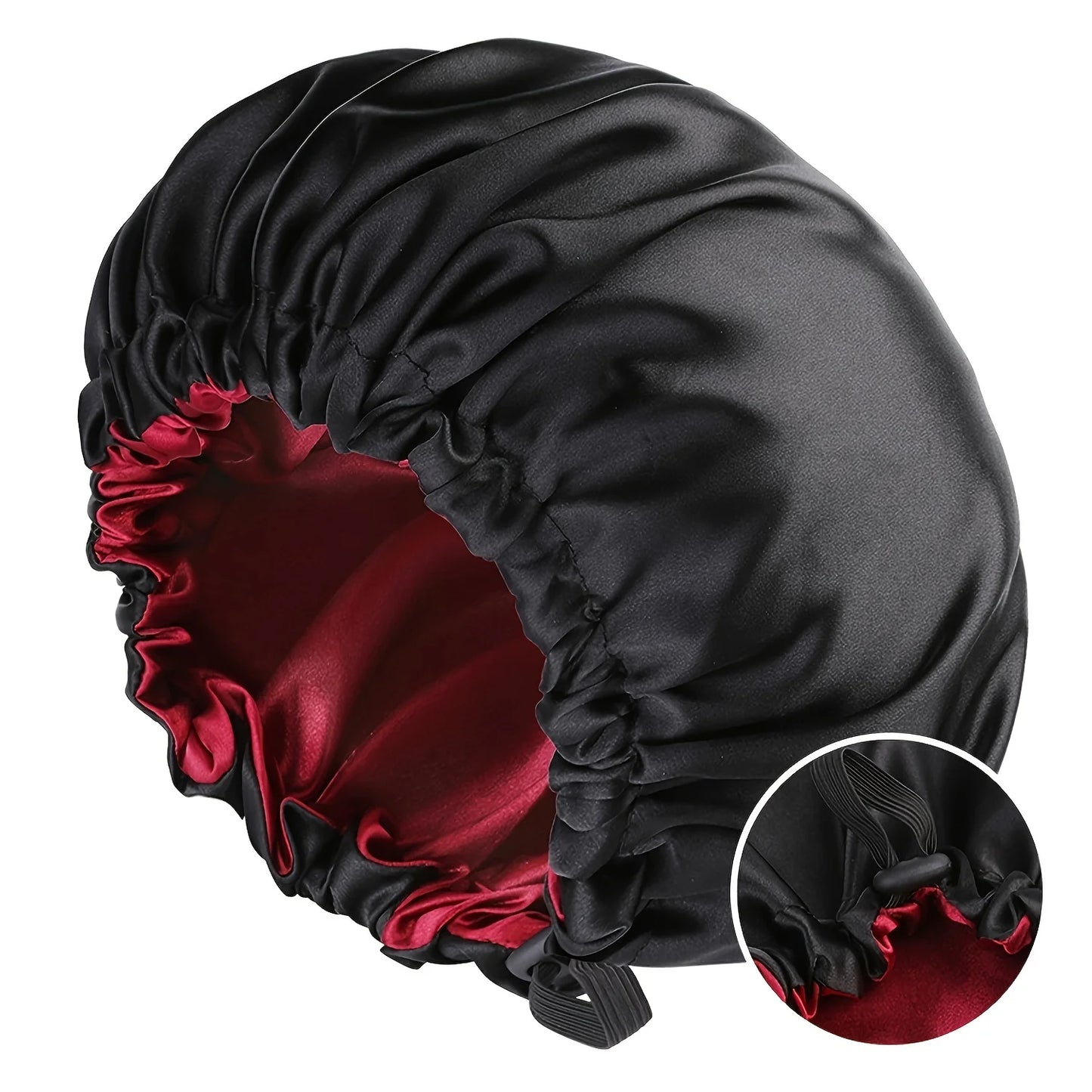 Women’s Soft Silk Double-Layered Adjustable Bonnet for Comfortable Sleep