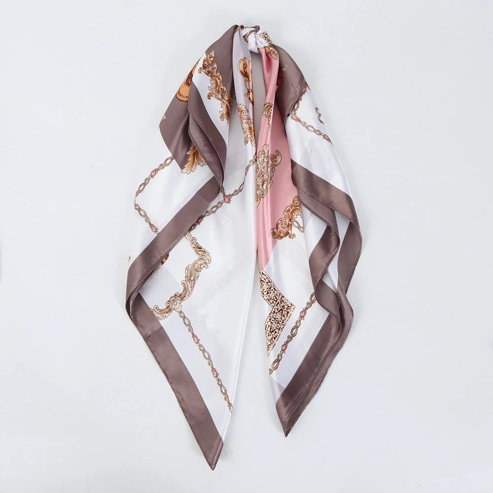 Luxury Designer-Style Silk Scarf | Satin Headscarf & Bandana